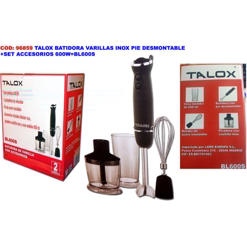 foto del prodotto frullatore talox da 600 w in acciaio inossidabile con supporto rimovibile e set di accessori bl600s