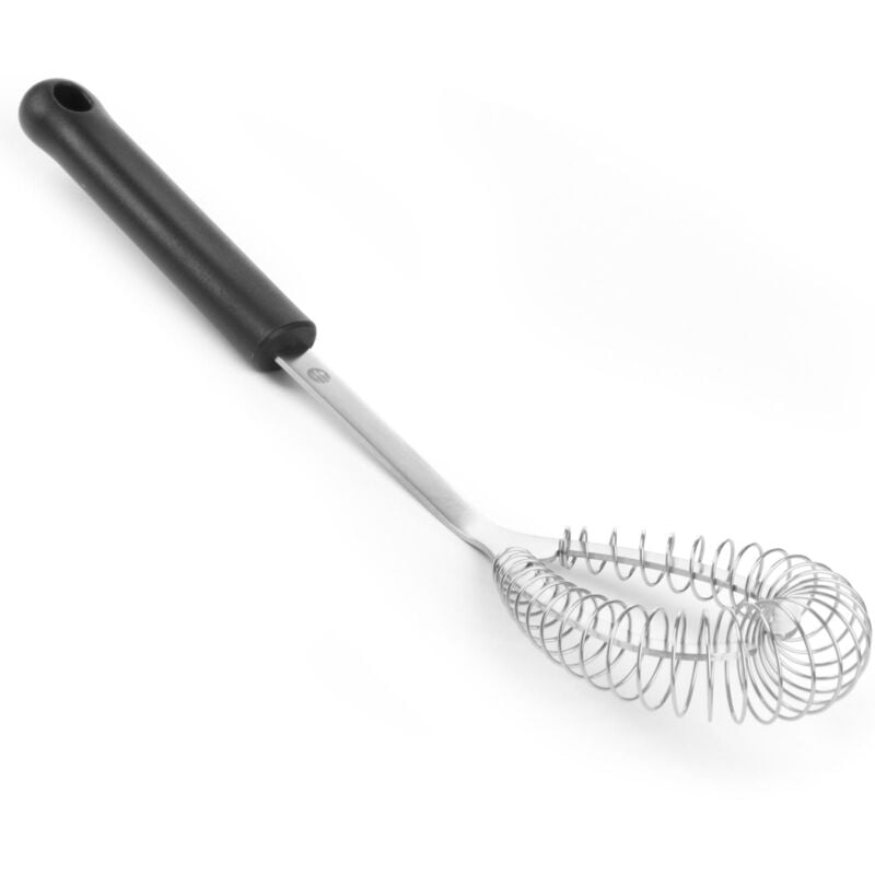 foto del prodotto frusta a spirale, cucchiaio magico, frullino-sbattitore a mano, frusta cucina per montare e mescolare uova, latte, farina, creme, salse, condimenti, ecc, mini miscelatore, (l)300mm, inox, pp - hendi
