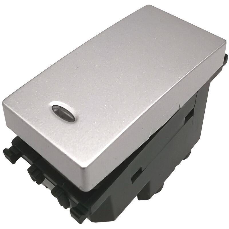 foto del prodotto frutti compatibili vimar plana interruttori prese pulsanti silver argento pulsante retroilluminabile