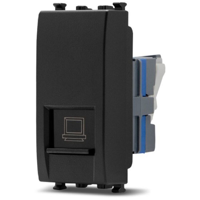 foto del prodotto frutti elettrici compatibili con supporti vimar ark nero interruttore presa pulsante schuko deviatore presa lan