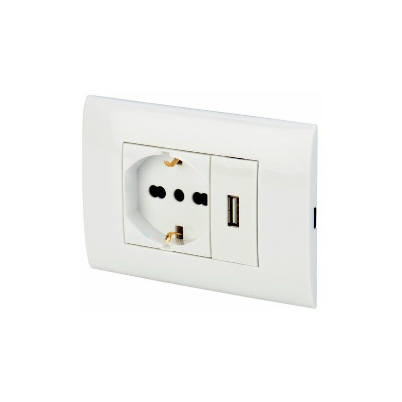 foto del prodotto frutto presa pluristandard 10 16a e presa usb 2.1a poly pool