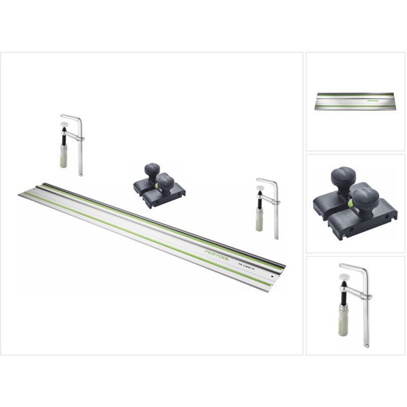 foto del prodotto fs 1400 2 guida 1400 mm 491498 2x fsz 120 morsetto a vite 489570 fs of 1400 arresto guida 492601 festool