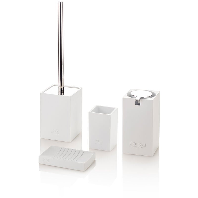 foto del prodotto ft feel the... set bagno 4 pezzi dandy in resina e metallo bianco bianco
