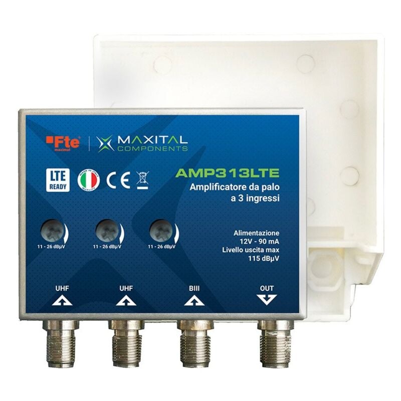 foto del prodotto fte - amplificatore da palo 3 ingressi vhf/uhf/uhf amp313lte