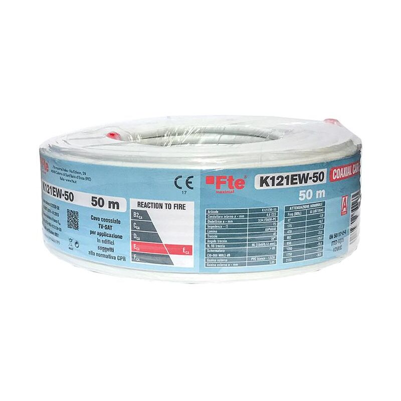 foto del prodotto fte k121ew 50 cavo coax 5mm pvc ec conf. da 50mt