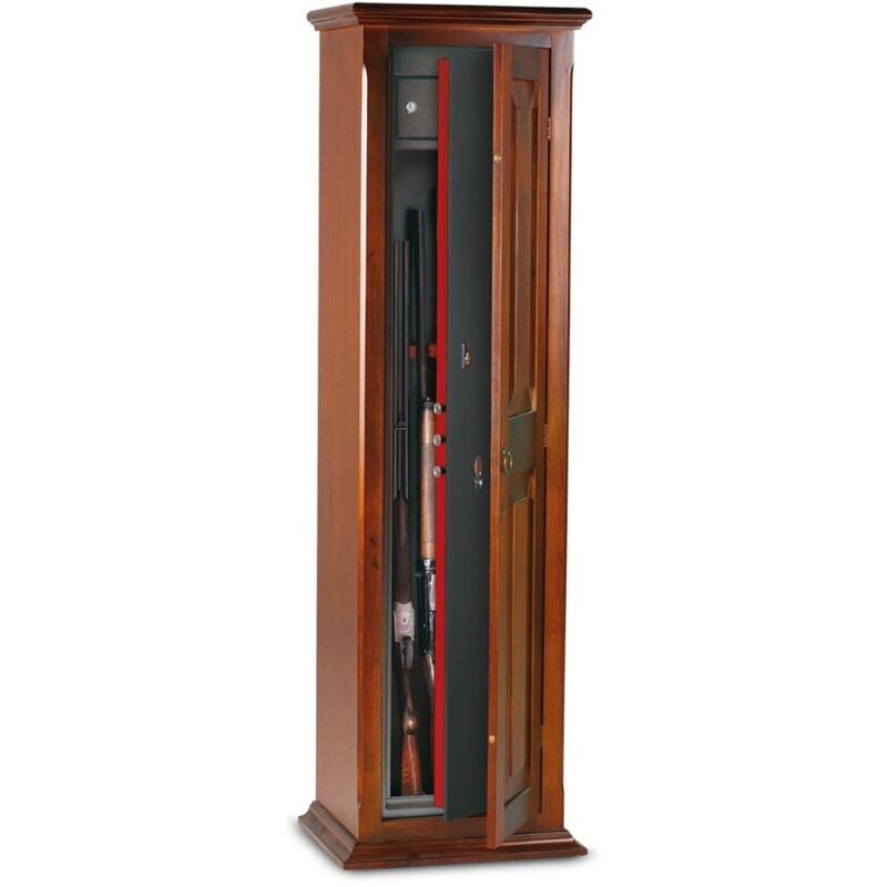 foto del prodotto fuciliera portafucili a chiave per 7 armi con tesoretto serie riv. legno technomax 1605x450x370mm