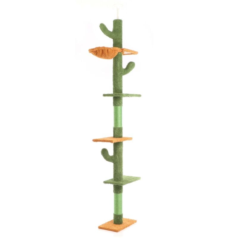 foto del prodotto fudajo albero tiragraffi a soffitto verde 229 275cm altezza regolabile con 4 livelli e sisal gatti