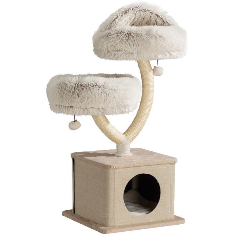 foto del prodotto fudajo albero tiragraffi con design a rami 95 cm con casetta nicchia e sisal
