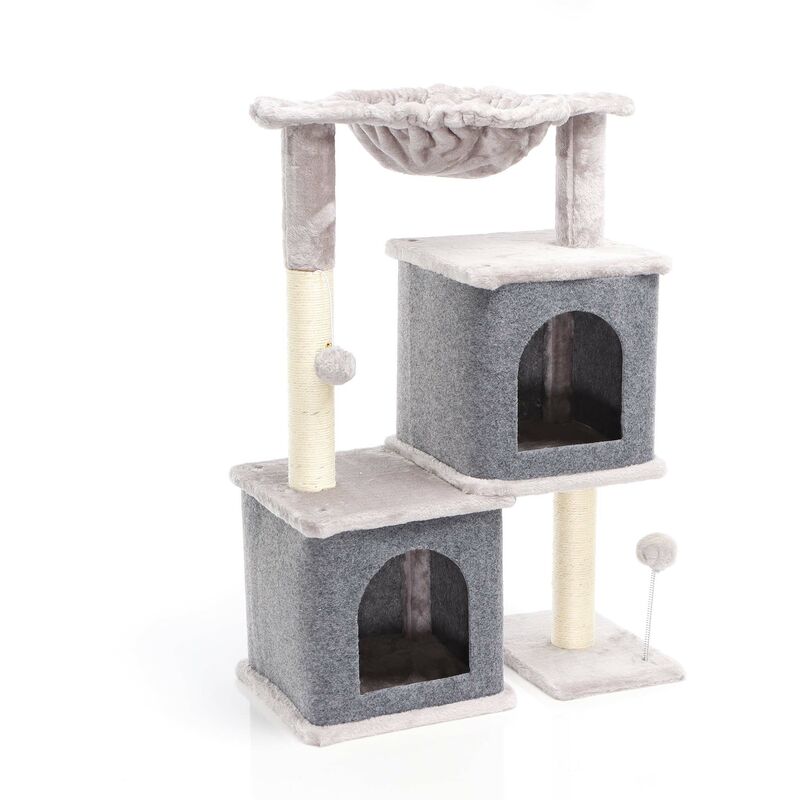 immagine 0 del prodotto fudajo albero tiragraffi grigio con sisal 81cm con 2 nicchie chiuse casette per gatti