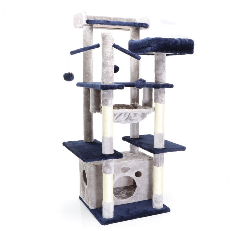 immagine 0 del prodotto fudajo albero tiragraffi per gatti 134cm grigio chiaro, con casetta e amaca