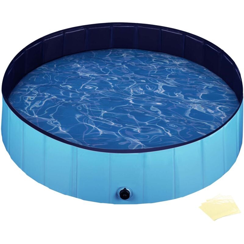 foto del prodotto fudajo piscina per cani 100 x 30 cm, antiscivolo, piscina pieghevole per cani in pvc, portatile, con bordi rinforzati