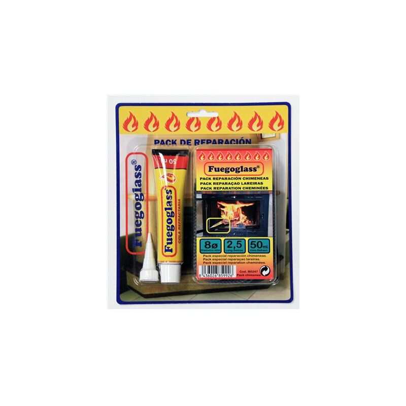 foto del prodotto fuegoglass pack cavo in fibra di vetro 8mm x 2,5m colla 50ml b0247