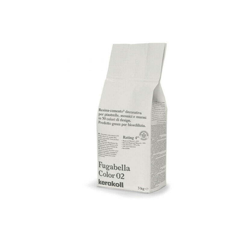 foto del prodotto fugabella color 02 fugante ibrido in resina cemento decorativo per la stuccatura di piastrelle mosaici e marmi 3 kg. 36902 kerakoll