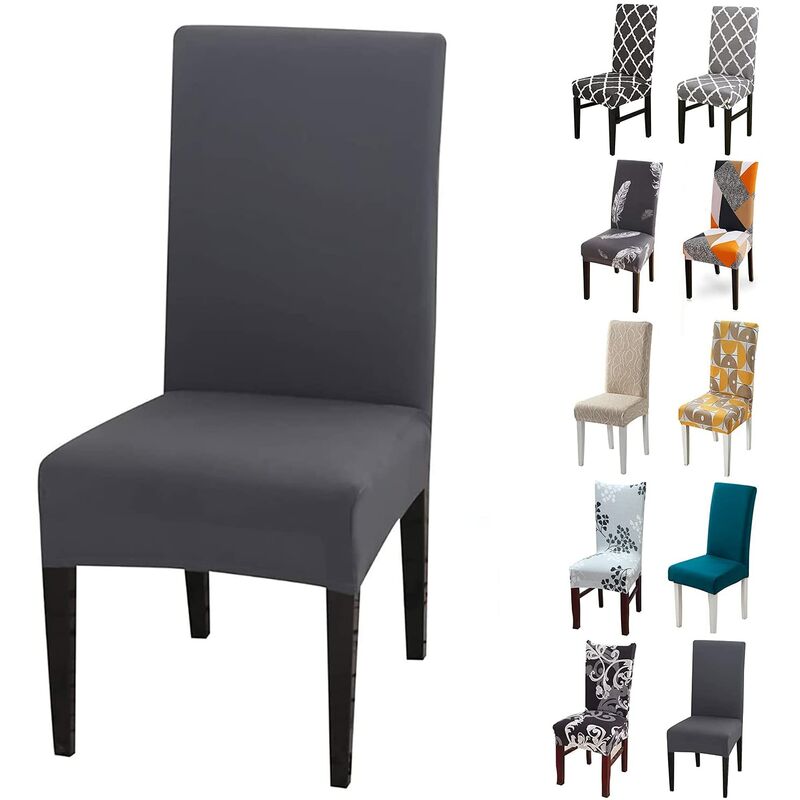 foto del prodotto fuienko set di 6 fodere universali elastiche per sedia moderne grigio