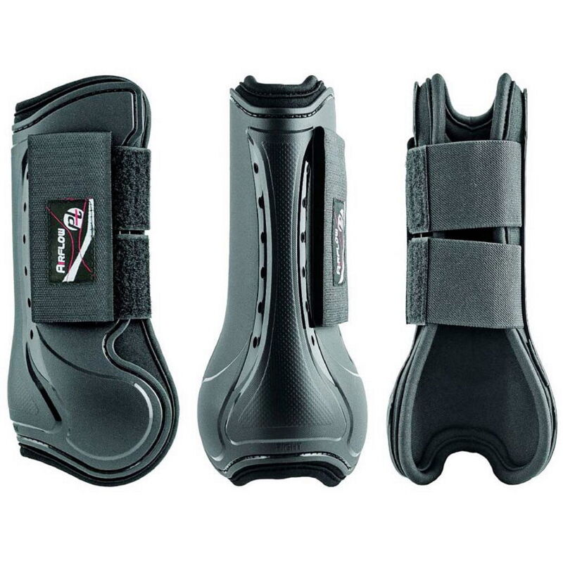 foto del prodotto full, marrone scuro coppia di paratendini air flow in neoprene forato con sistema di aerazione e rinforzo in plastica