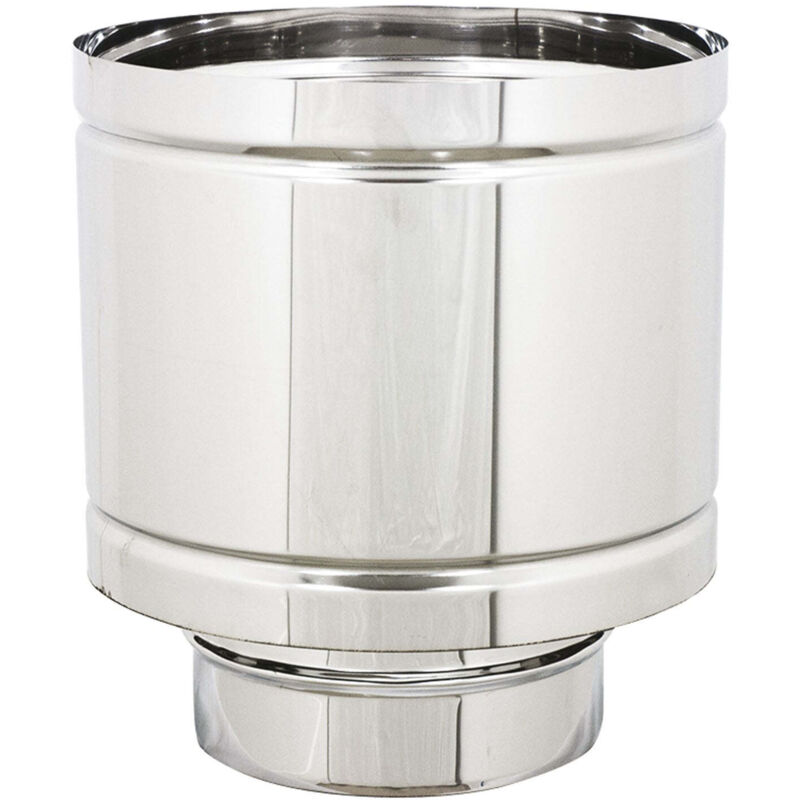 foto del prodotto fumaiolo a botte inox 13 cm acciaio aisi 304 protezione da pioggia e vento