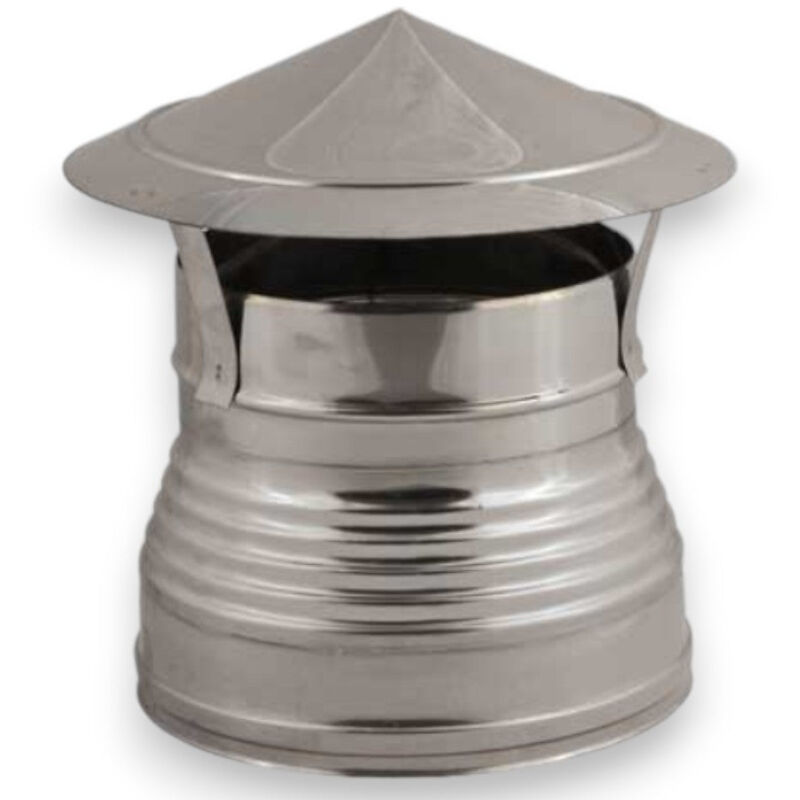 foto del prodotto fumaiolo a doppia parete con cappello cinese in acciaio inox isolamento lana di roccia 15 20 cm