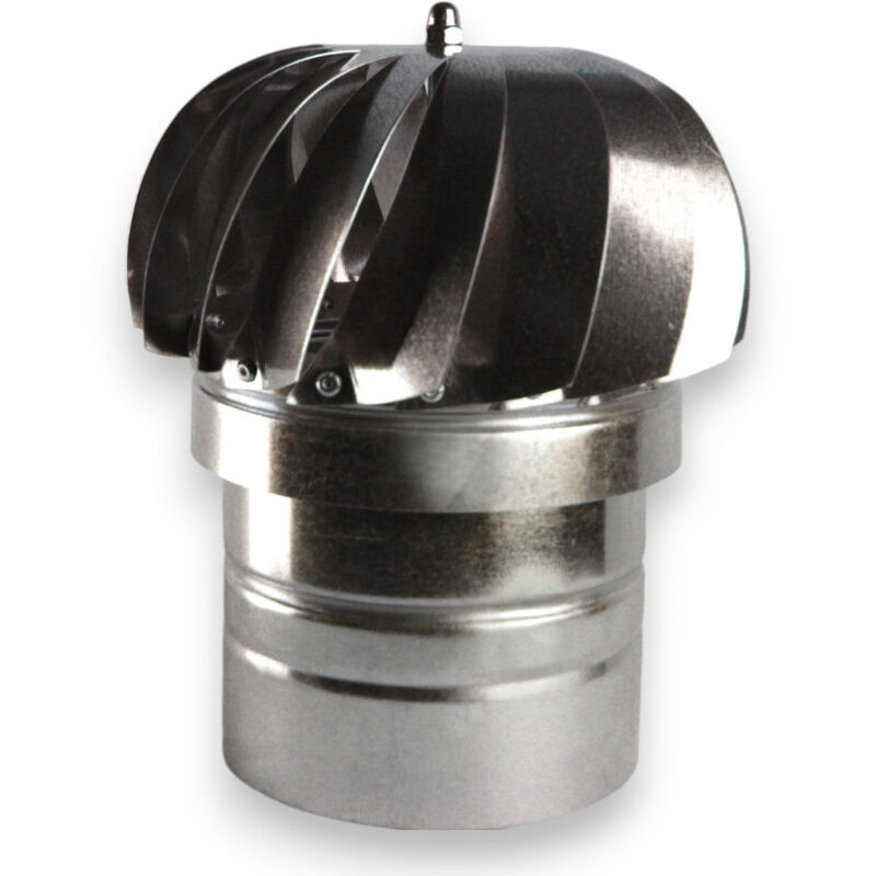 foto del prodotto fumaiolo comignolo tondo girevole lamiera zincata attacco femmina doppio cuscinetto olio antibloccaggio perno sfera 15 cm