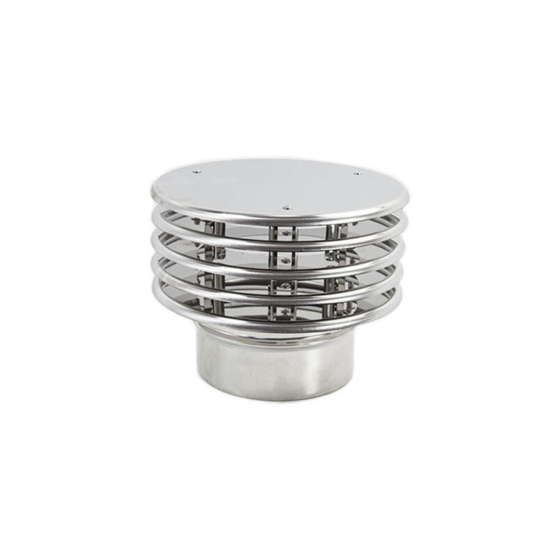 foto del prodotto fumaiolo da 100mm tipo con lamelle inox base tonda innesto m maschio
