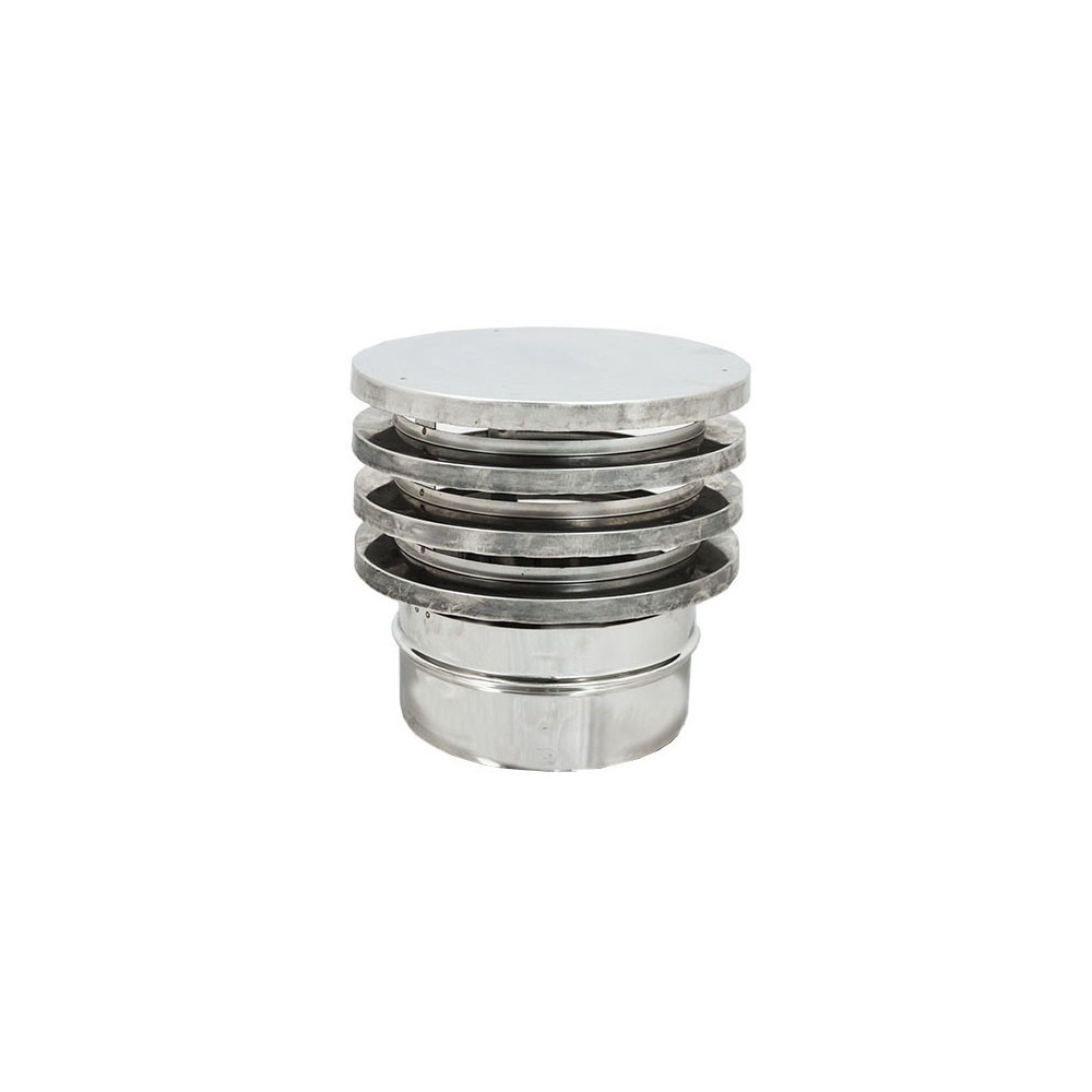 foto del prodotto fumaiolo da 100mm tipo zara di acciaio inox aisi 304 base tonda innesto m maschio monoparete