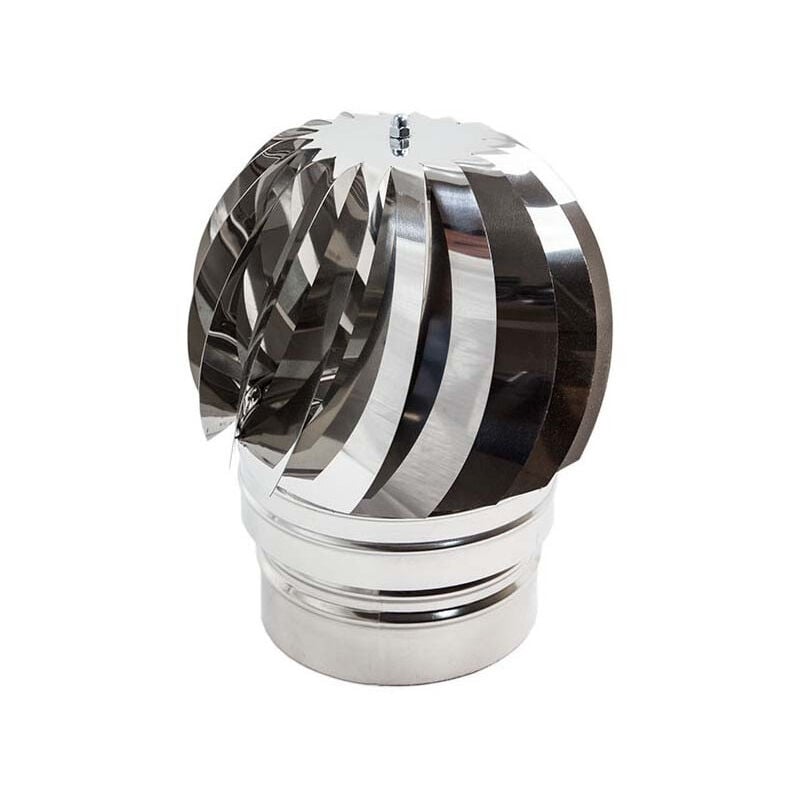 foto del prodotto fumaiolo da 230mm tipo radiante eolico inox aisi 304 base tonda innesto m maschio