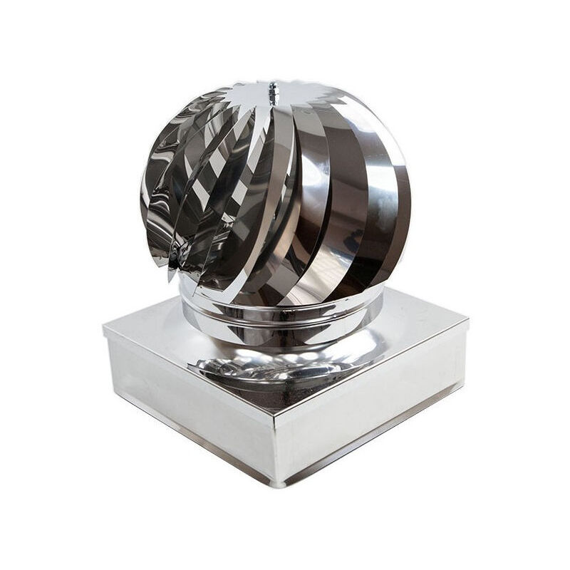 foto del prodotto fumaiolo da 27x27cm base quadra tipo radiante eolico inox aisi 304