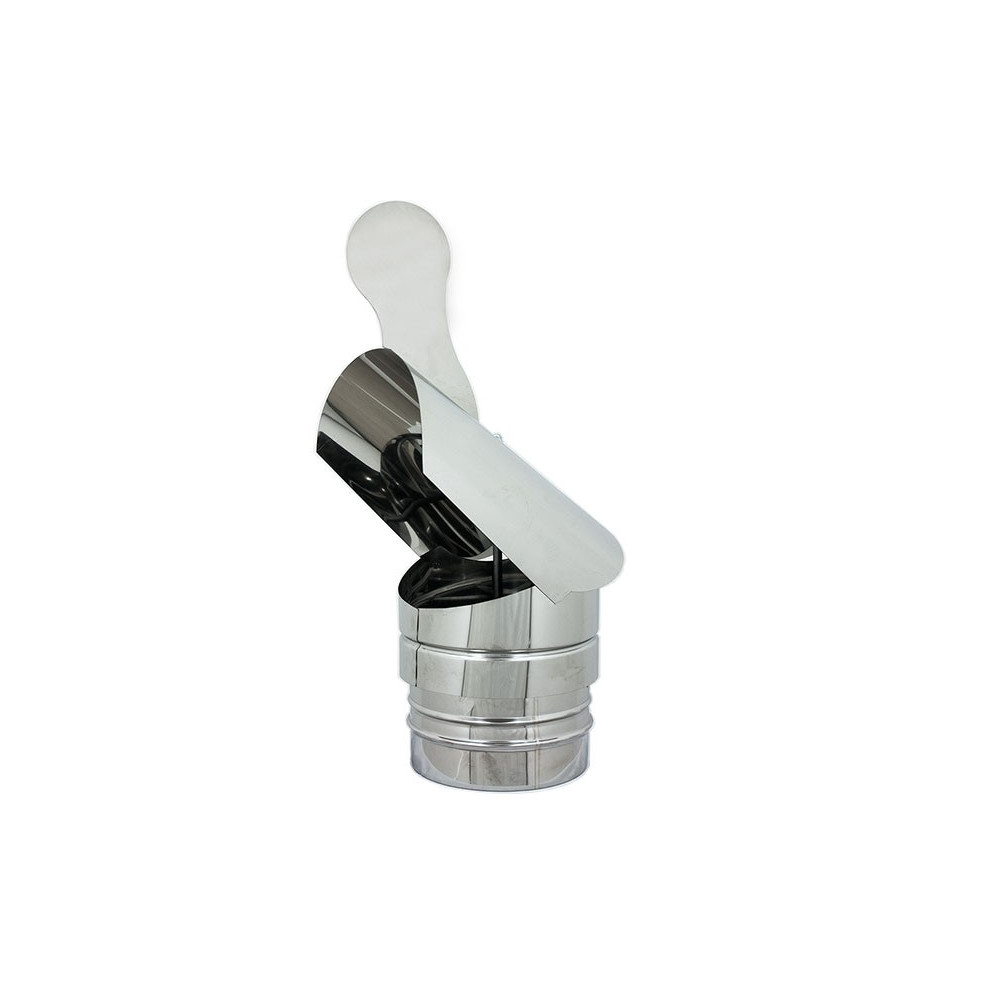 foto del prodotto fumaiolo gallo da 130mm in acciaio inox base tonda innesto m maschio
