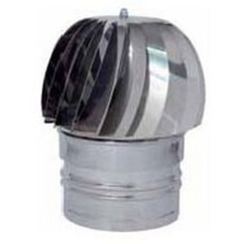 foto del prodotto fumaiolo girevole globo in acciaio inox con base tonda - attacco maschio - 16 cm