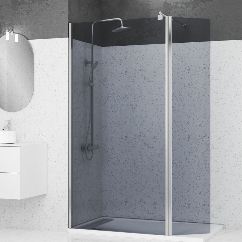 foto del prodotto fumo da otturatore girevole per parete doccia italiana 40x200 cm fume di vetro 6mm