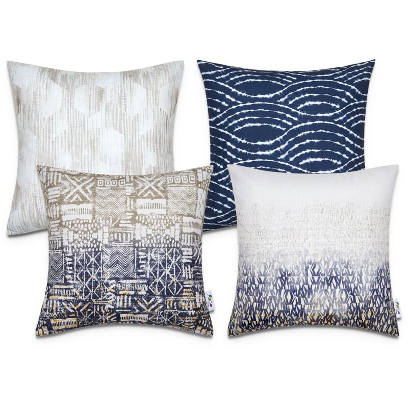 foto del prodotto fundas cojines decoraci n sal n motivo geom trico funda coj n decorativa 4pcs set, blau grau de paco home