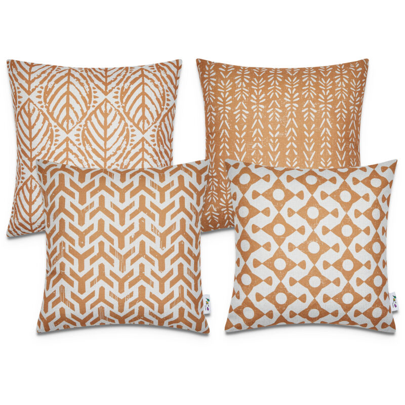 foto del prodotto fundas cojines decoraci n sal n motivo geom trico funda coj n decorativa 4pcs set, dunkelorange de paco home