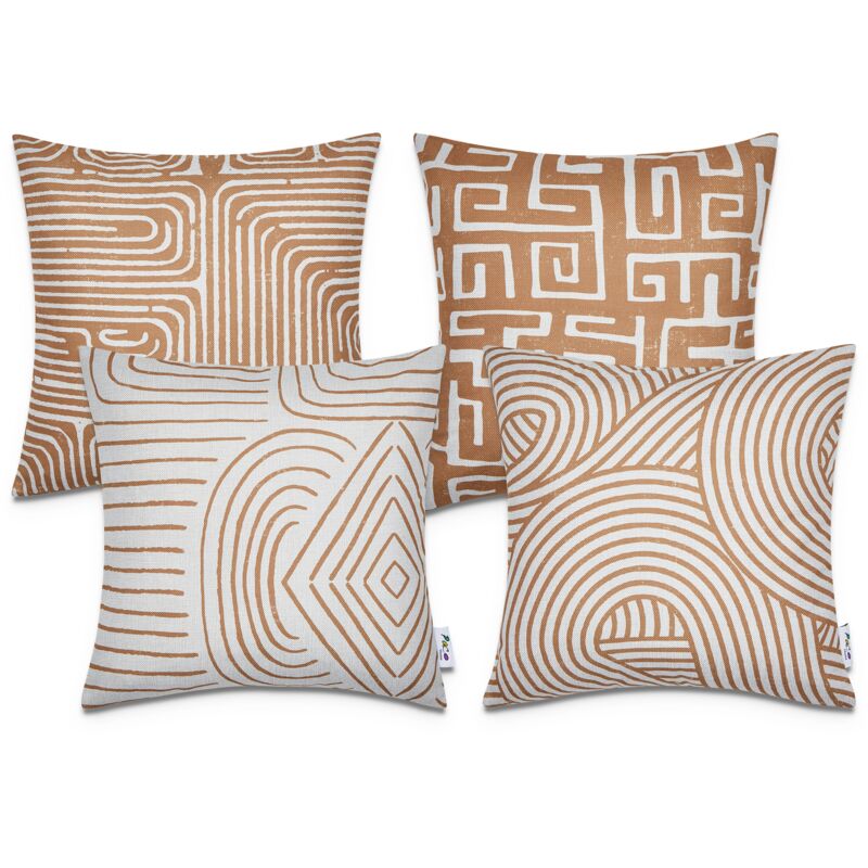 foto del prodotto fundas cojines decoraci n sal n motivo geom trico funda coj n decorativa 4pcs set, wei ocker de paco home