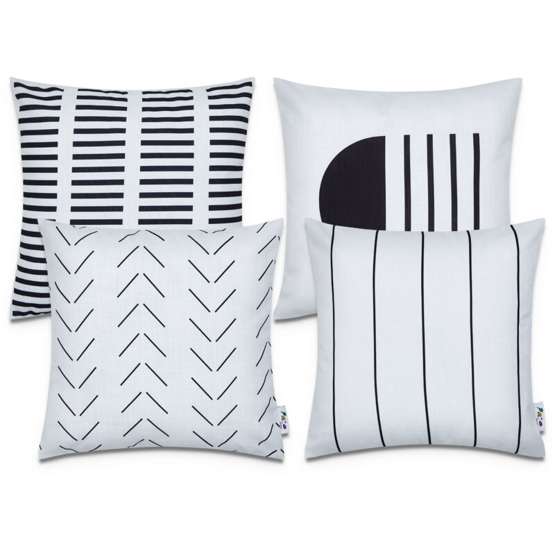 foto del prodotto fundas cojines decoraci n sal n motivo geom trico funda coj n decorativa bianco, 4pcs set paco home