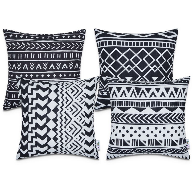 foto del prodotto fundas cojines decoraci n sal n motivo geom trico funda coj n decorativa bianco nero, 4pcs set paco home