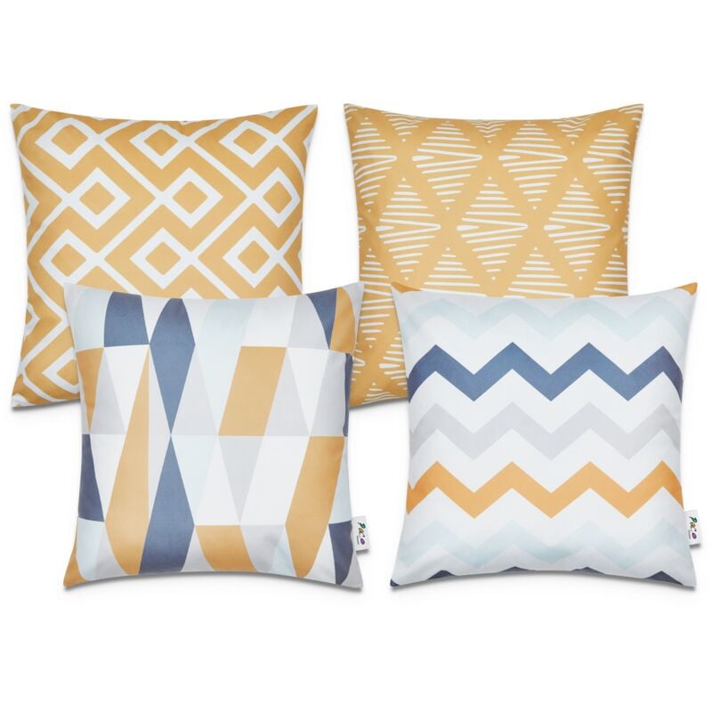 foto del prodotto fundas cojines decoraci n sal n motivo geom trico funda coj n decorativa giallo, 4pcs set paco home