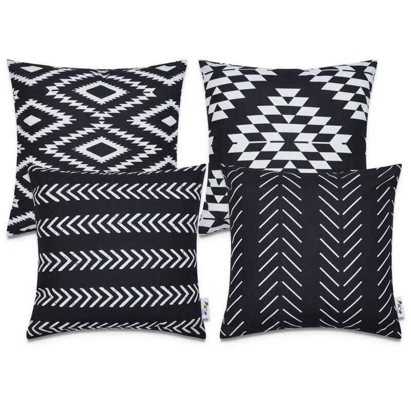 foto del prodotto fundas cojines decoraci n sal n motivo geom trico funda coj n decorativa nero, 4pcs set paco home