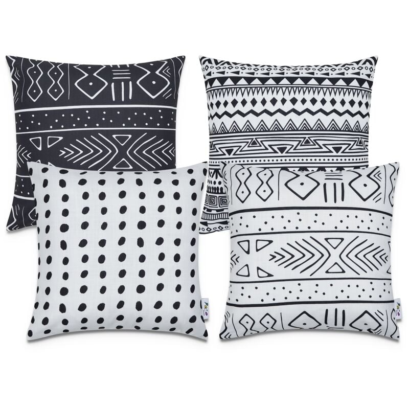 foto del prodotto fundas cojines decoraci n sal n motivo geom trico funda coj n decorativa nero bianco, 4pcs set paco home