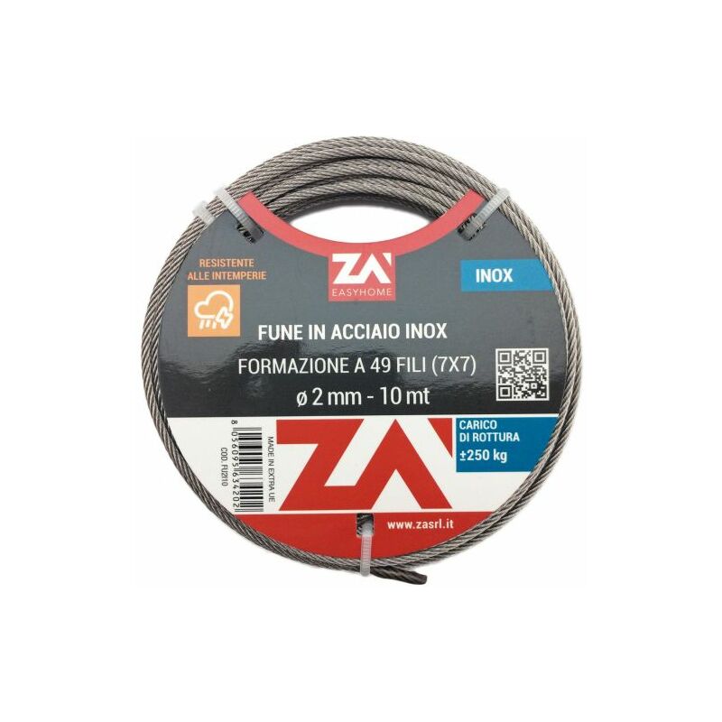 foto del prodotto fune acciaio inox 49f d 4 mm 10 m