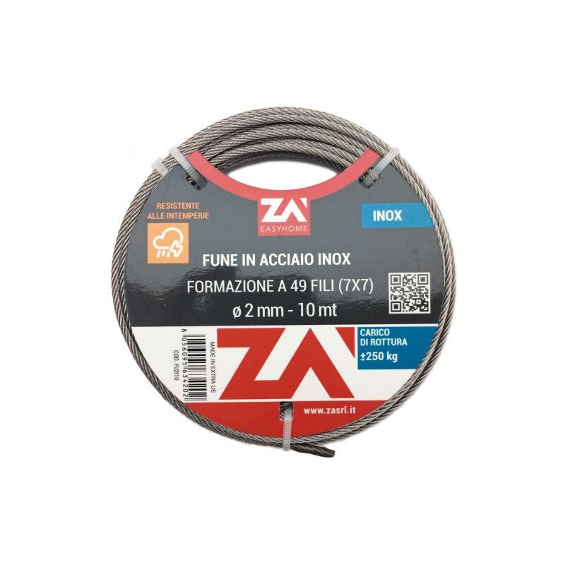 foto del prodotto fune acciaio inox 49f d 6 mm 10 m