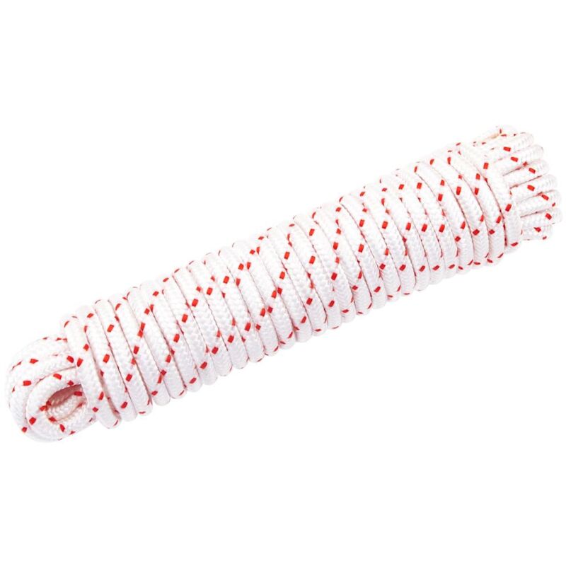 foto del prodotto fune di avviamento a strappo bianco e rosso 6 mm 10 m in nylon vidaxl