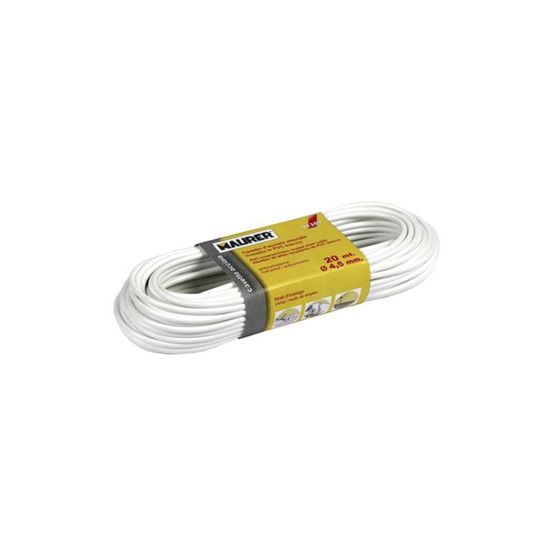 foto del prodotto fune in acciaio pvc bianco per bracci stendibiancheria 20 mt maurer
