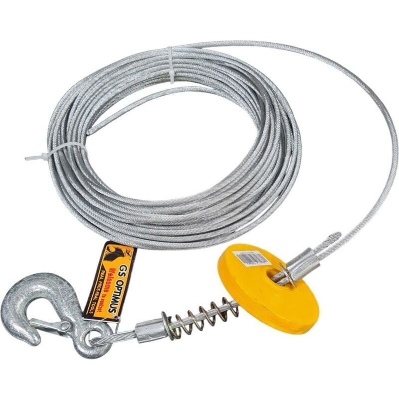 foto del prodotto fune metallica zincato cavo verricello argano gancio trainare rimorchio 20mt 4mm