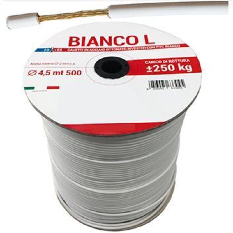 foto del prodotto fune stendibiancheria pvc biancone l 4,5mm anima acciaio ottonato