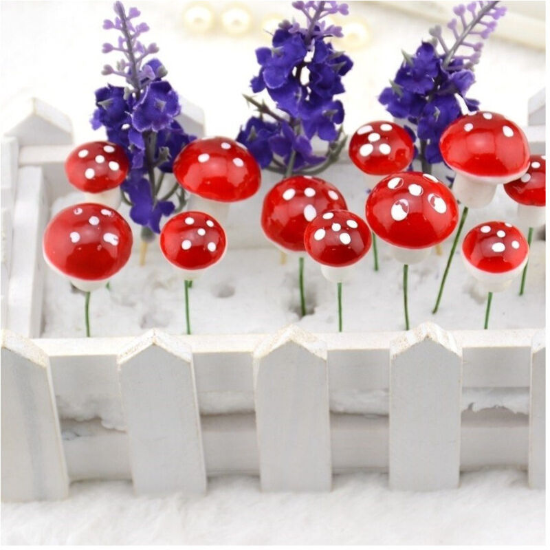 foto del prodotto funghi 20 pezzi fungo artificiale rosso pianta decorazione casa centrotavola trade shop traesio