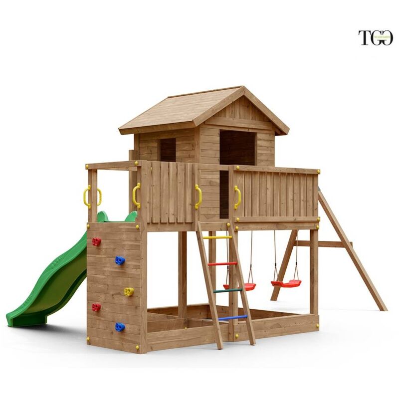 foto del prodotto fungoo casetta con scivolo galaxy l2s giochi da giardino in legno