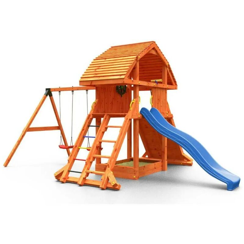 foto del prodotto fungoo giant move red gioco in legno con scivolo altalena e arrampicata