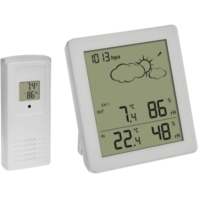 foto del prodotto funk wetterstation clear 35.1168.02 stazione meteo digitale senza fili previsione per 12 24 ore numero d tfa dostmann