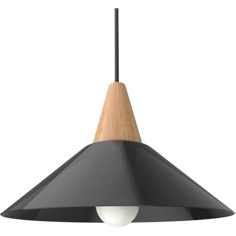 foto del prodotto funnel sospensione, 1x e27, max 42w, metallo, nero lucido, d.25cm lumicom