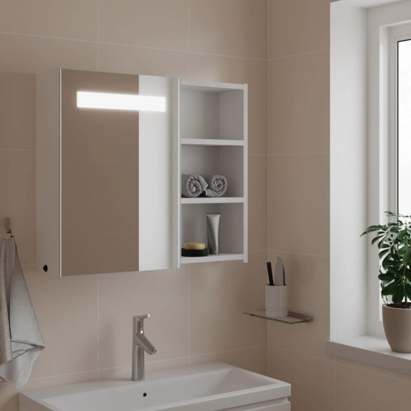 foto del prodotto furniture limited armadietto bagno con specchio e led bianco