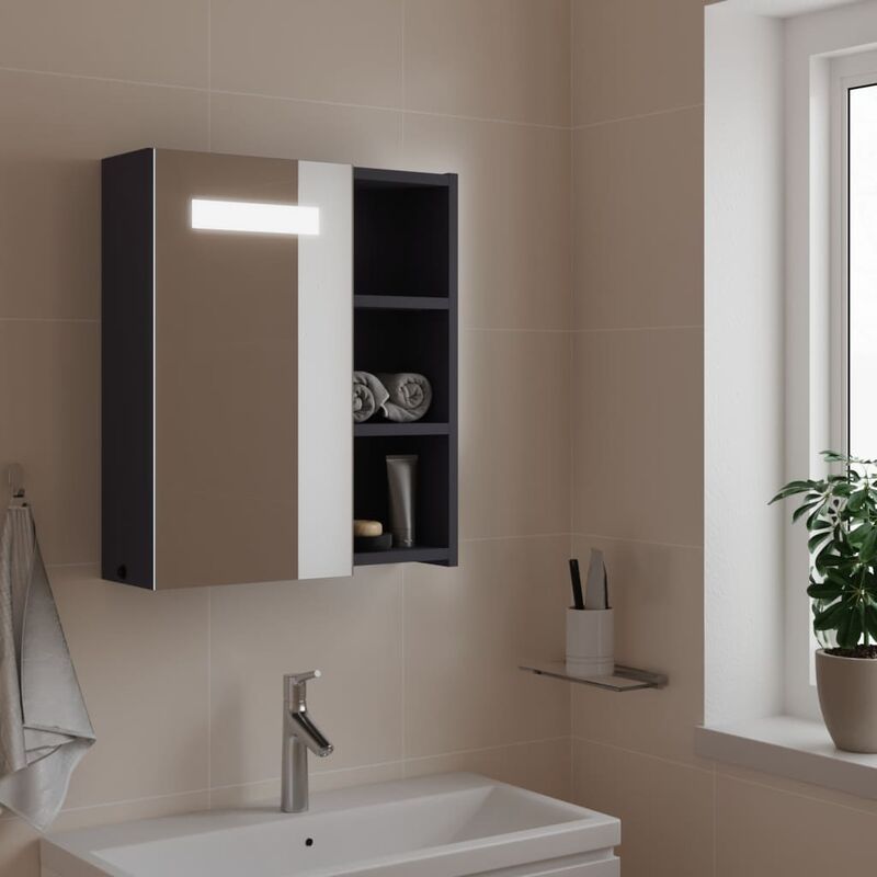 foto del prodotto furniture limited armadietto bagno con specchio e led grigio